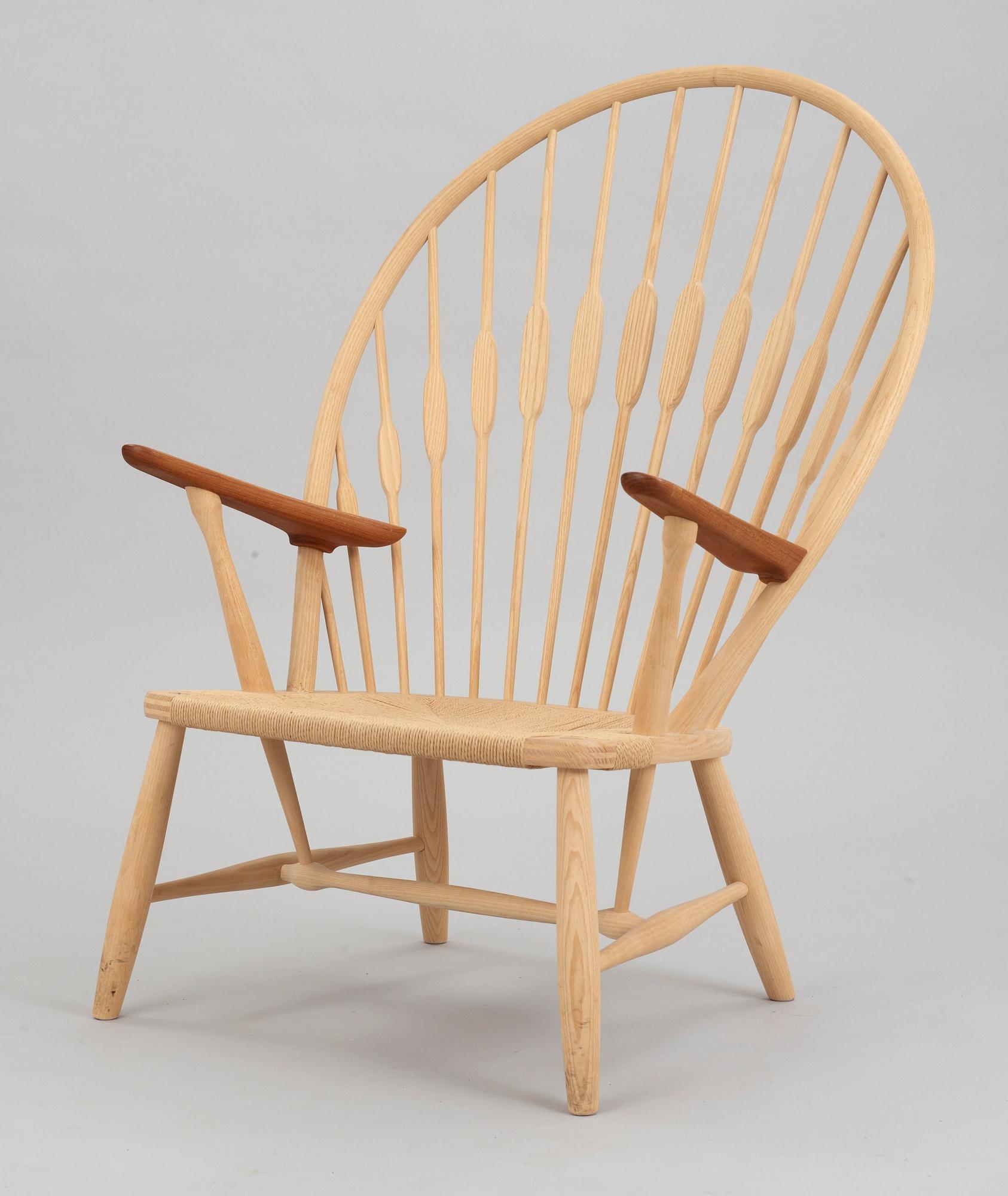 A Hans J Wegner ash and teak 'Peacock chair', by PP Møbler, Denmark.
