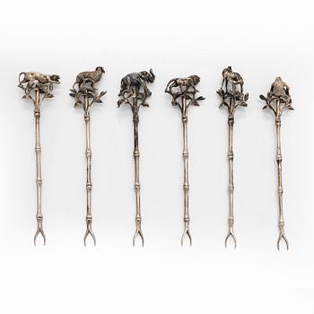 Cocktailpinnar 6 st,  silver.