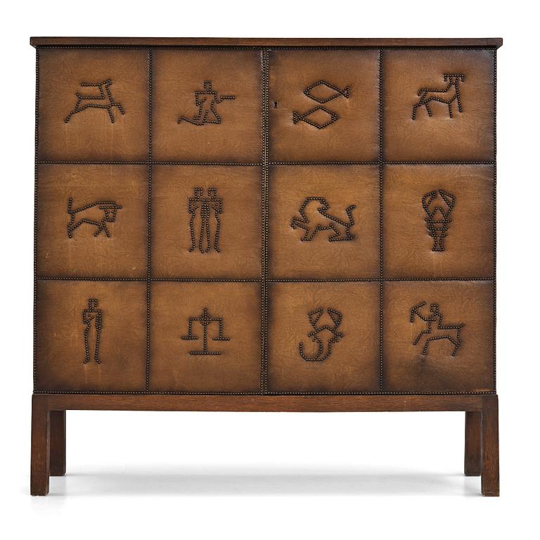 Otto Schulz, a Swedish Modern Zodiac patterned cabinet for Boet, Gothenburg, 1930-1940s.