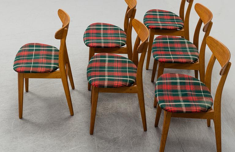 HANS J WEGNER, stolar, 6 st, "CH-30", "Spisestolen", Carl Hansen & Son, Danmark.