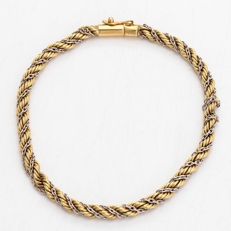 Armband, tvinnad cordellänk, 18K guld/vitguld. Utländsk stämpel.