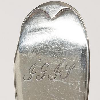 Nine Swedish silver spoons, early 19th century.