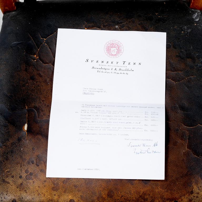 Josef Frank, a 'model 2067' easy chair, Svenskt Tenn, Sweden 1950s, according to the receipt bought in 1956.