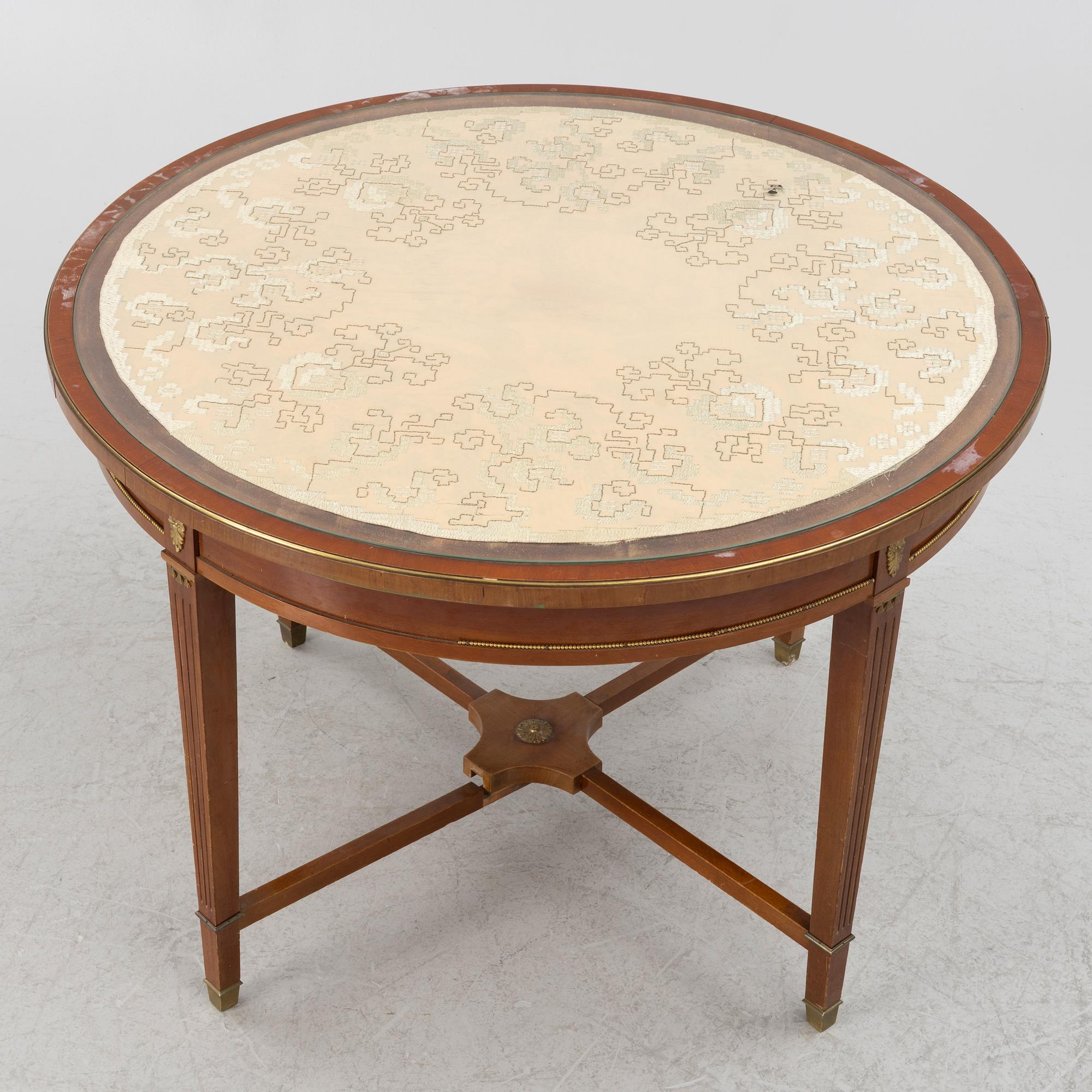 A sofa, two armchairs, four chairs and table, Empire style, 20th century.