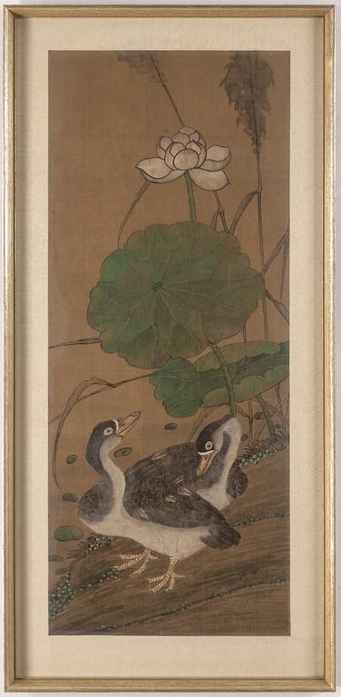 UNKNOWN ARTIST, a Chinese painting, ink and colour on silk, first half of the 20th century.