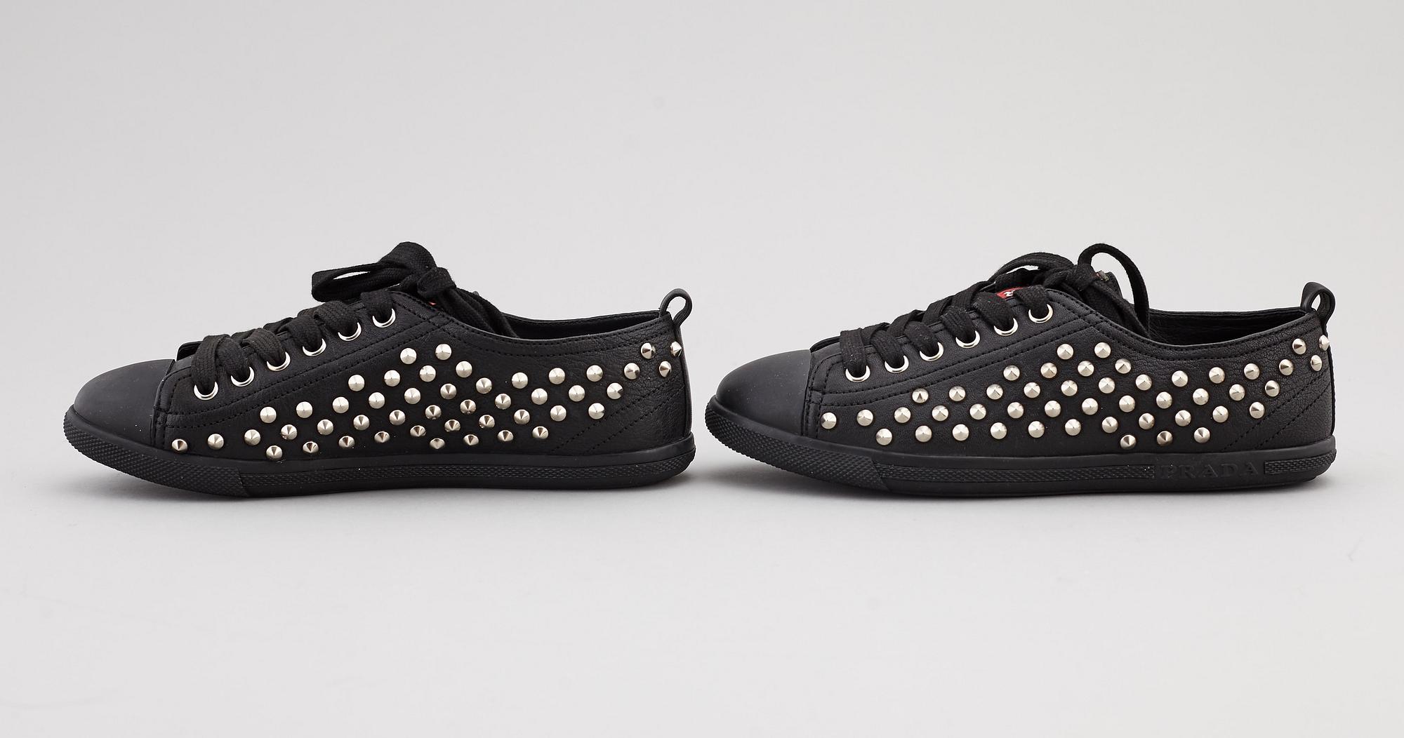 PRADA, two pairs of leather sneakers, size 35,5.