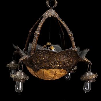 ALICE NORDIN, attributed to, 1910-/20's brass ceiling light, Böhlmarks lampfabrik.
