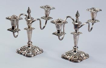 KANDELABRAR, ett par, nysilver, 1900-tal.