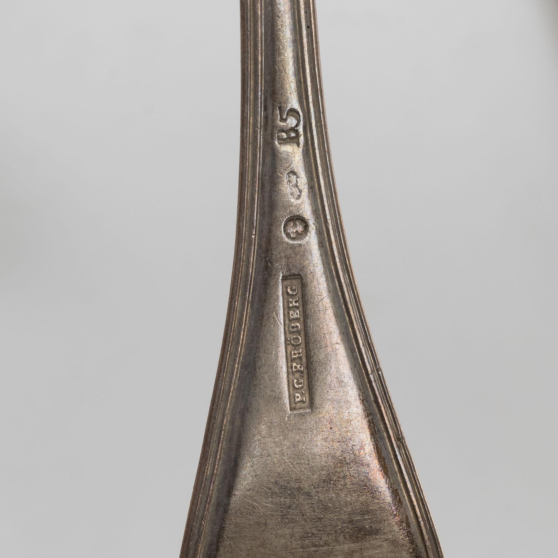 Matskedar, 7 st, silver, Sverige, 1800-tal.