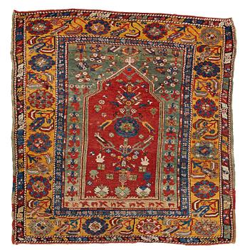 259. MATTO, an antique Anatolian prayer rug, Konya area (a Konya-Ladik), last quarter of the 19th century, ca 118,5 x 114, cm.