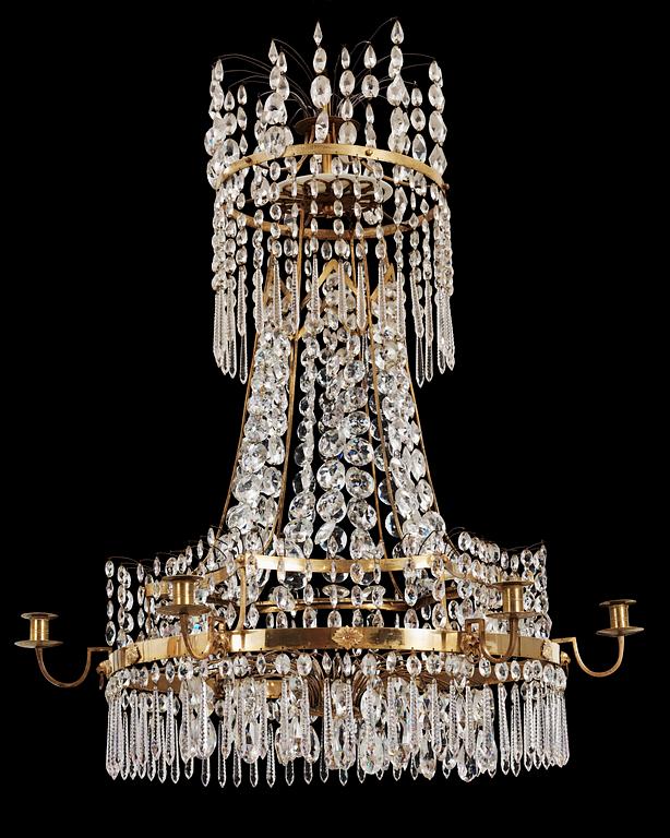 A late Gustavian circa 1800 seven-light chandelier.