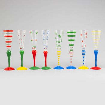 ANNE NILSSON, eight 'Clown' champagne glasses from Orrefors.