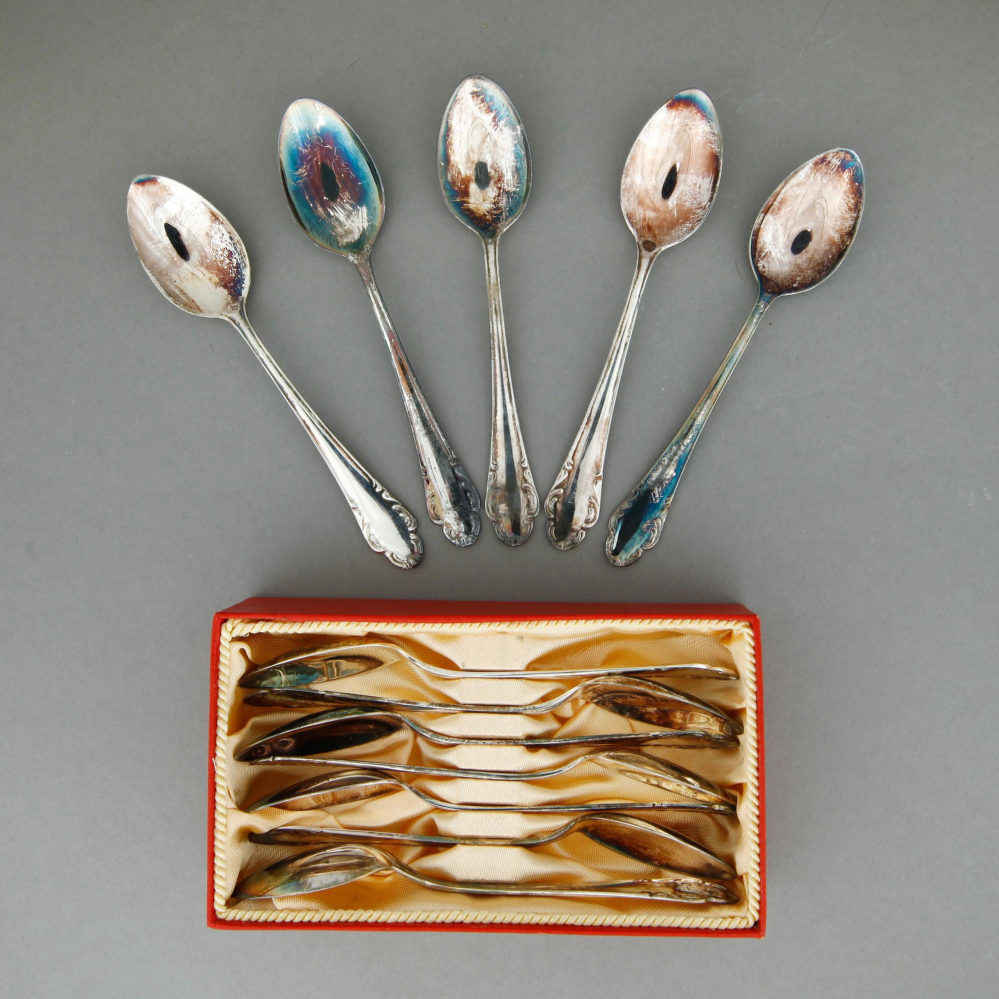 TESKEDAR, 12 st, silver, modell "Haga". Vikt ca 175 g.