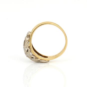 RING, 14K guld med åttkantslipade diamanter, tot ca 0,21 ct, Moscow, Sovjetunionen, efter 1958. Total vikt ca 4,54 g.