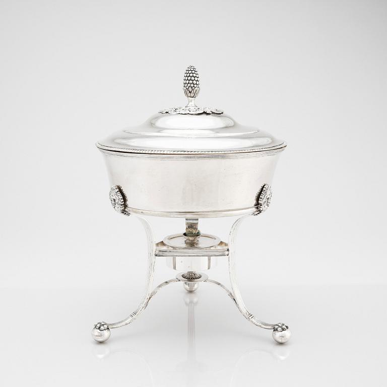 A Swedish Empire silver tureen on stand, mark of Johan Petter Grönvall, Stockholm 1829.