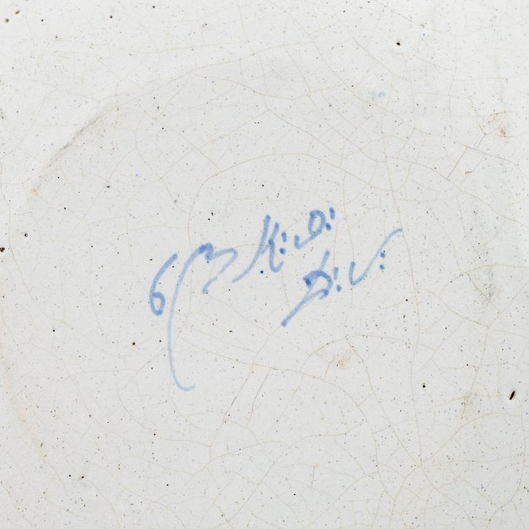 Tallrik, fajans, Rörstrand, 1700-tal.