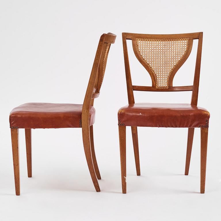 Josef Frank, a set of seven "Linden's dining chairs", model "B 1039", Firma Svenskt Tenn, specially commissioned ca 1940.