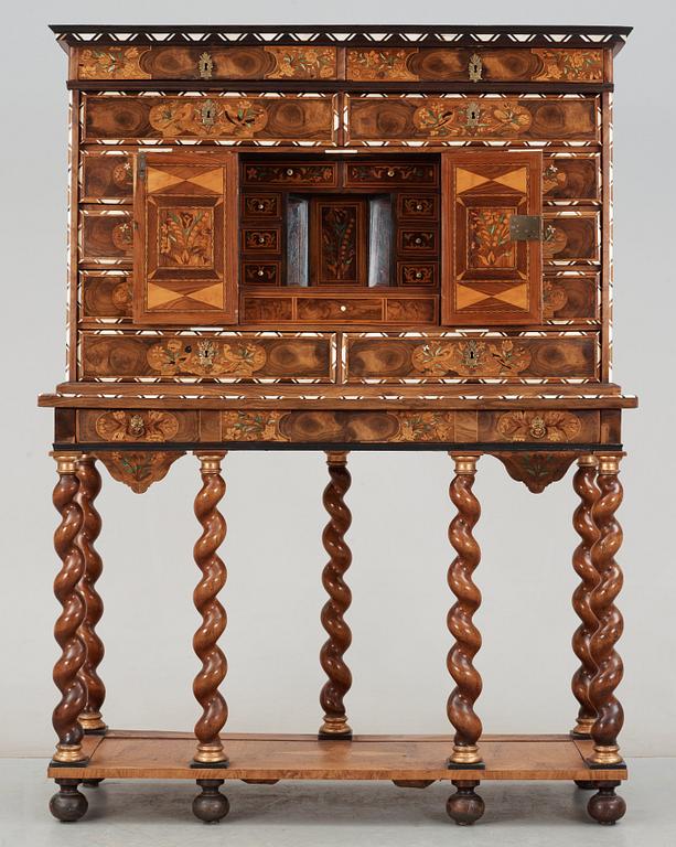 A Baroque second half 17th century cabinet on stand.