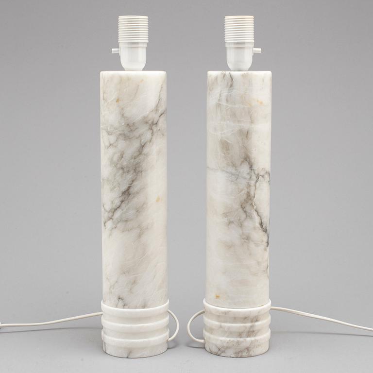 A pair of alabaster table lights, Italy, 1960's.