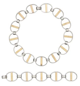 A Sigurd Persson sterling necklace and bracelet, Stockholm 1979.