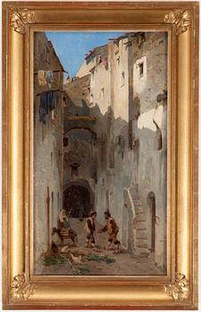 AGNES BÖRJESSON, oil painting on canvas. Signed and dated Gaeta 1877.