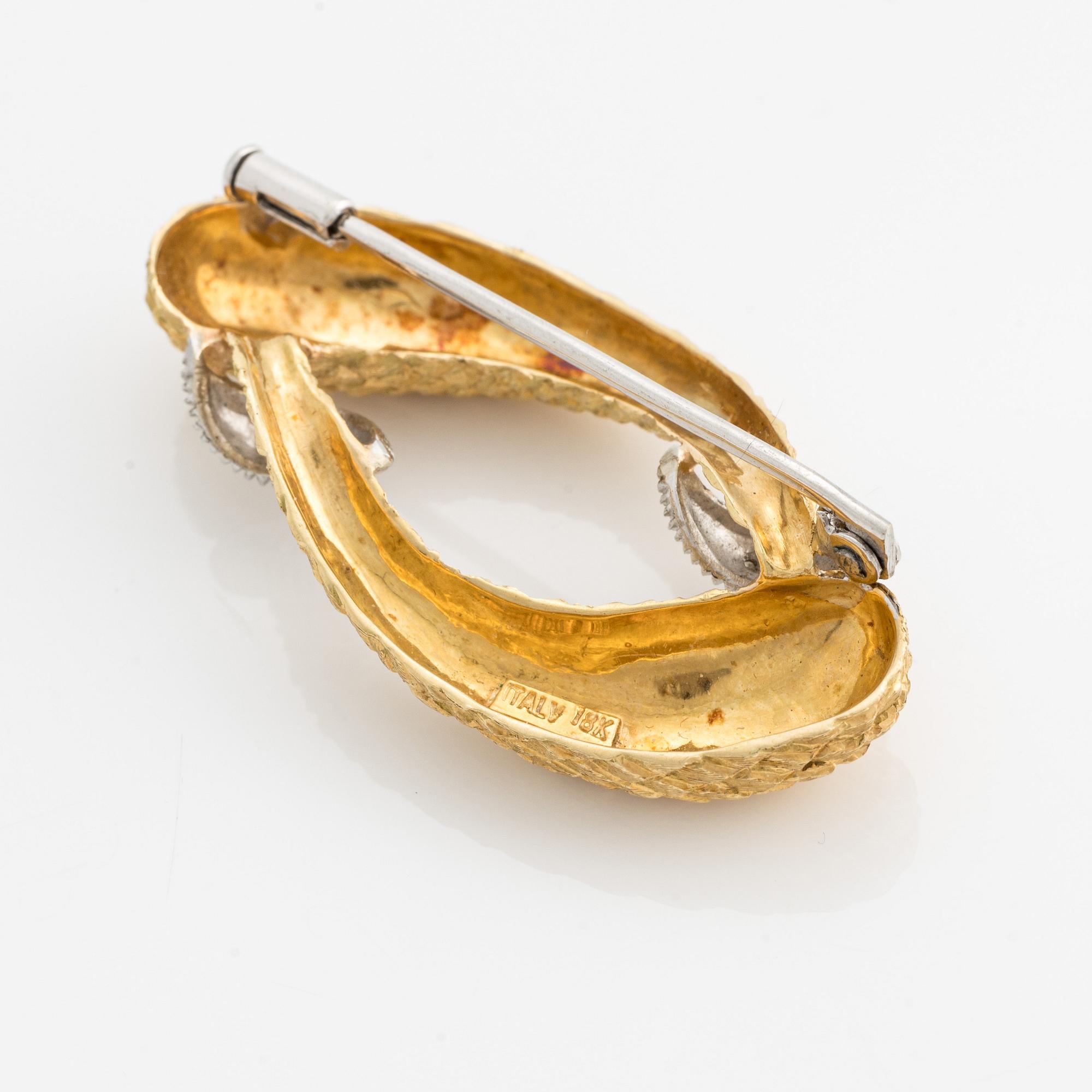 Brosch, 18K guld och diamanter, Italien.