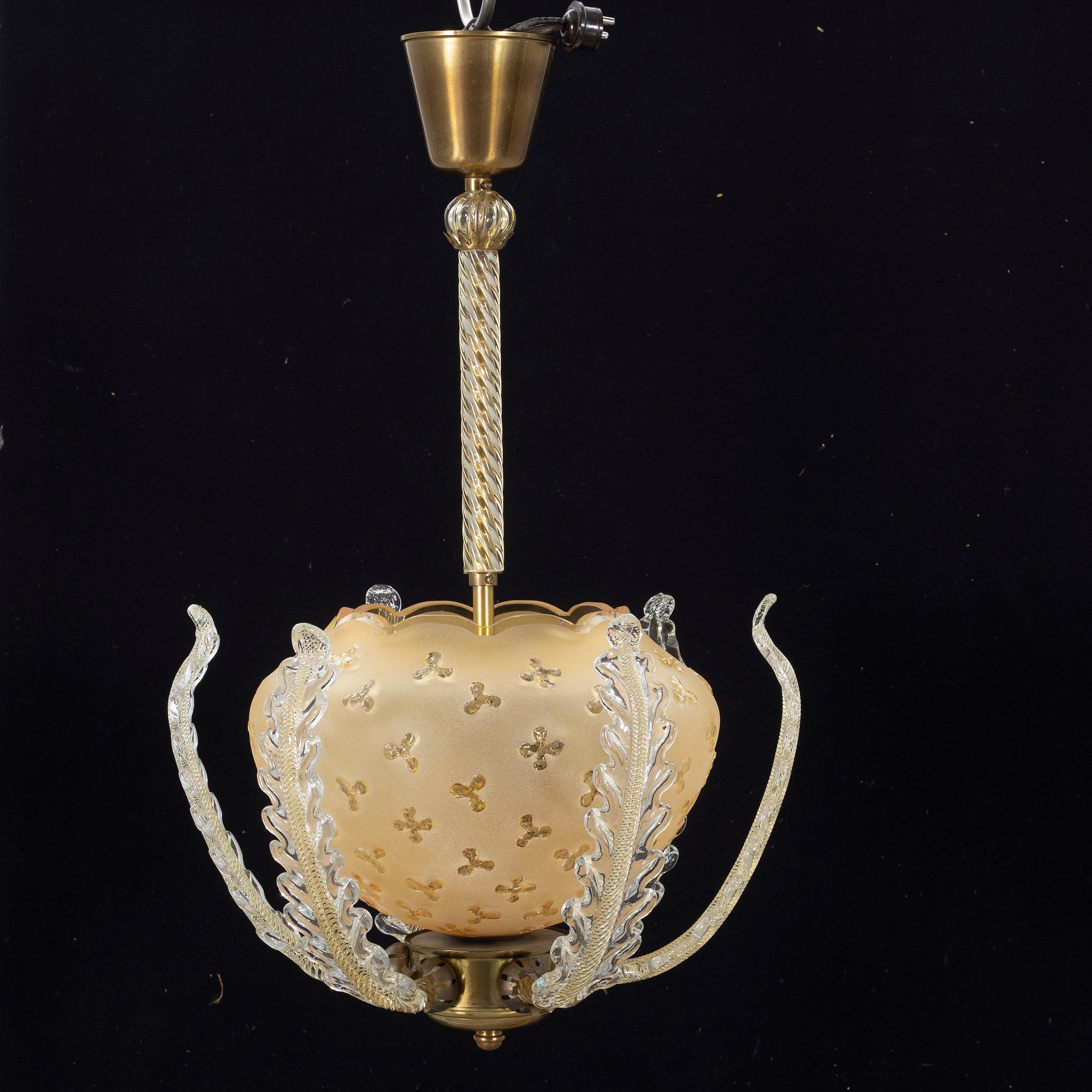 TAKLAMPA, möjligen Orrefors 1900-talets mitt.