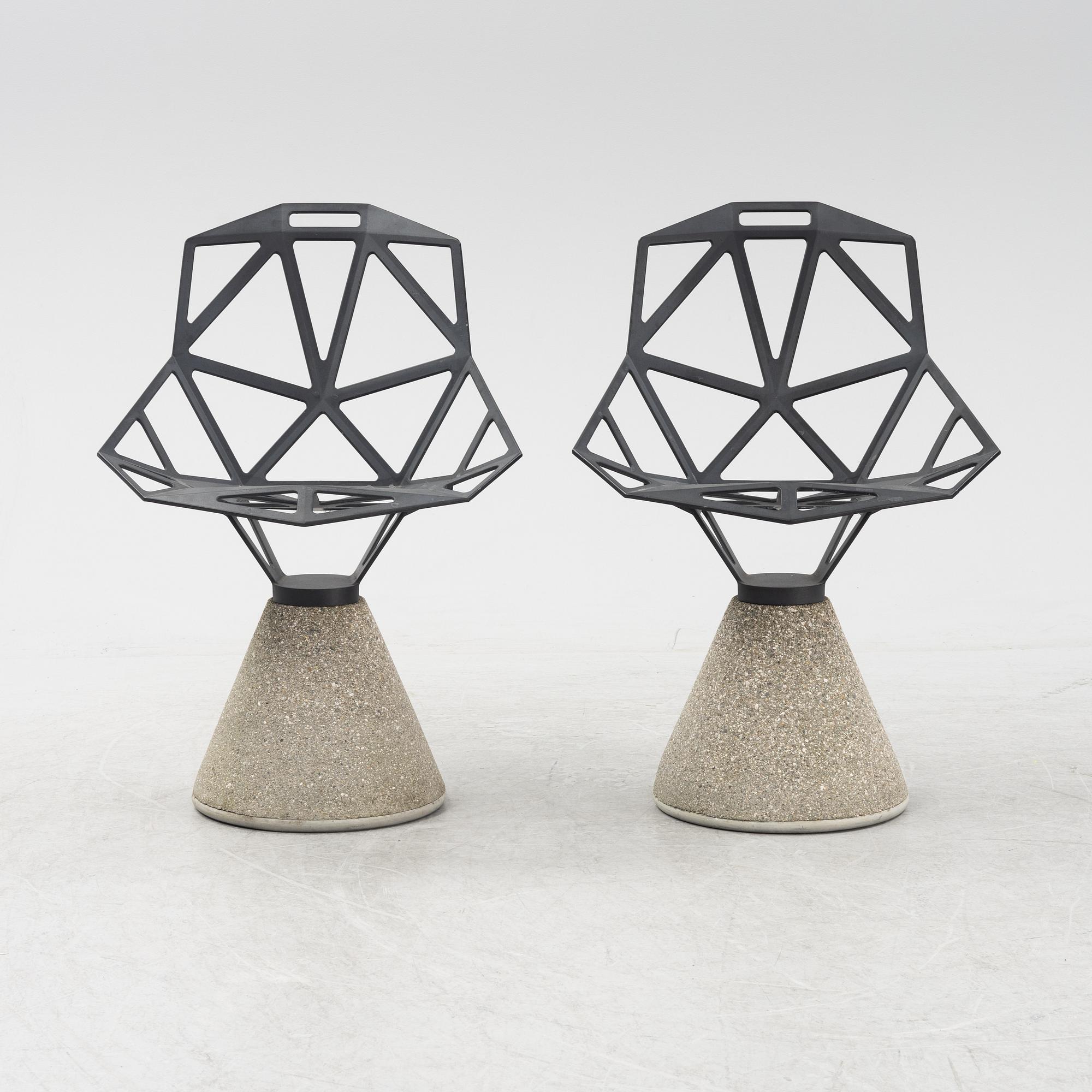A set of two Konstantin Grcic concrete 'Chair One B' chairs for Magis, Italy, 2000s.