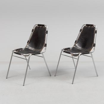 CHARLOTTE PERRIAND, a pair of "Les Arcs" chairs from the 1970's.