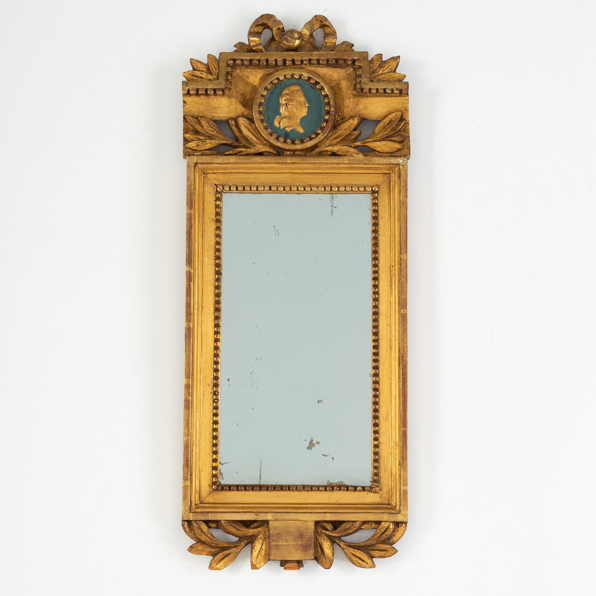 A late Gustavian gilt mirror, early 19th century,
