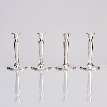 Eric Råström, four silver candlesticks, firm CG Råström, Stockholm 1964-65.