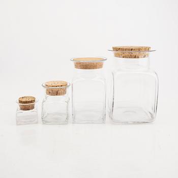 Signe Persson-Melin,  a set of 14 pcs of "Silli Kvadrat" Boda 1960s glass and cork.