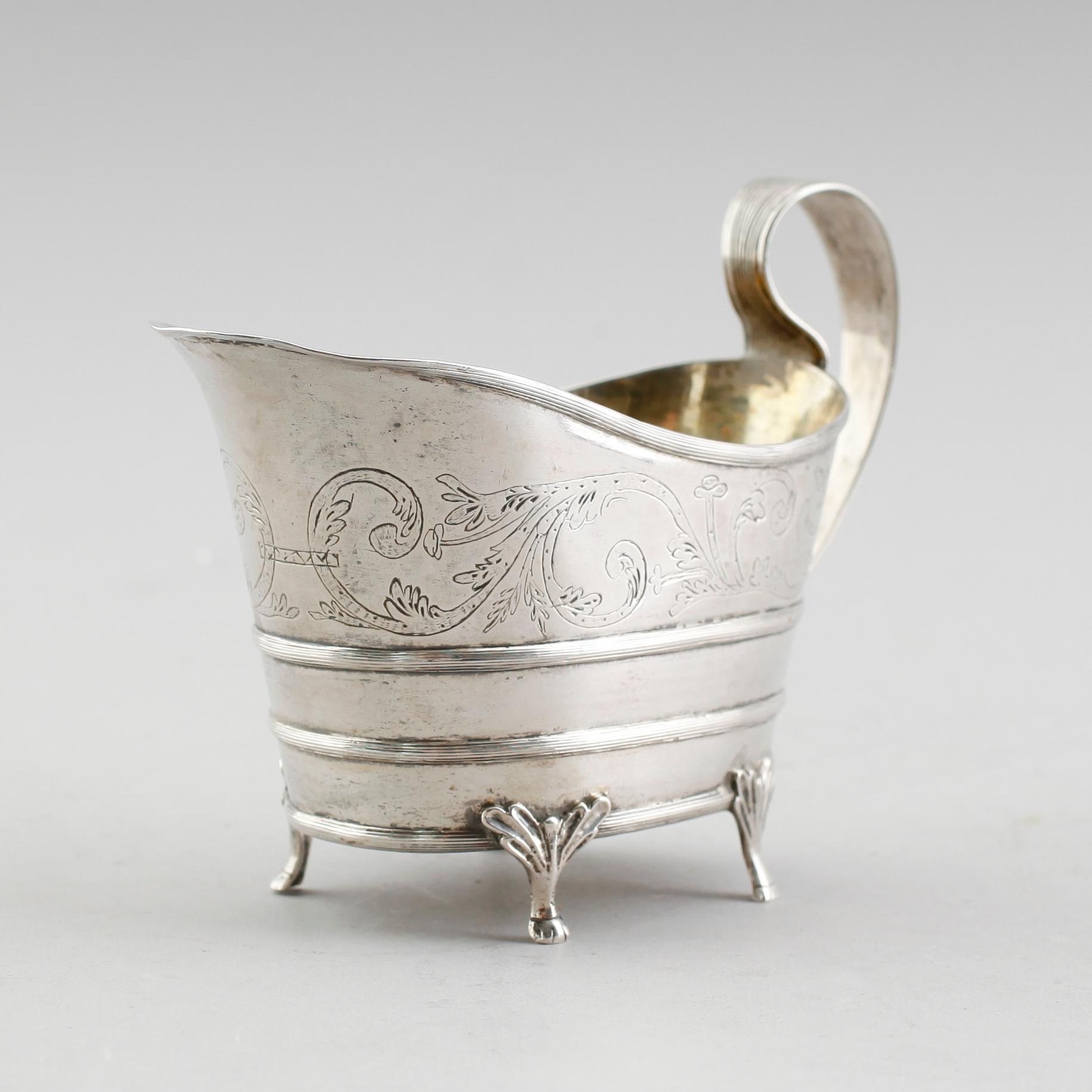 GRÄDDKANNA, silver, Johan Westerberg, Piteå 1811. Vikt ca 162 gram.