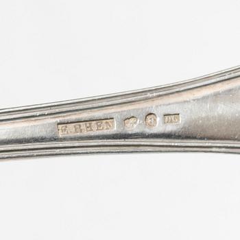 Matskedar, 8 st, silver, modell "Gammal Fransk", Sverige, bl a Edvard Rhen, Örnsköldsvik 1882.