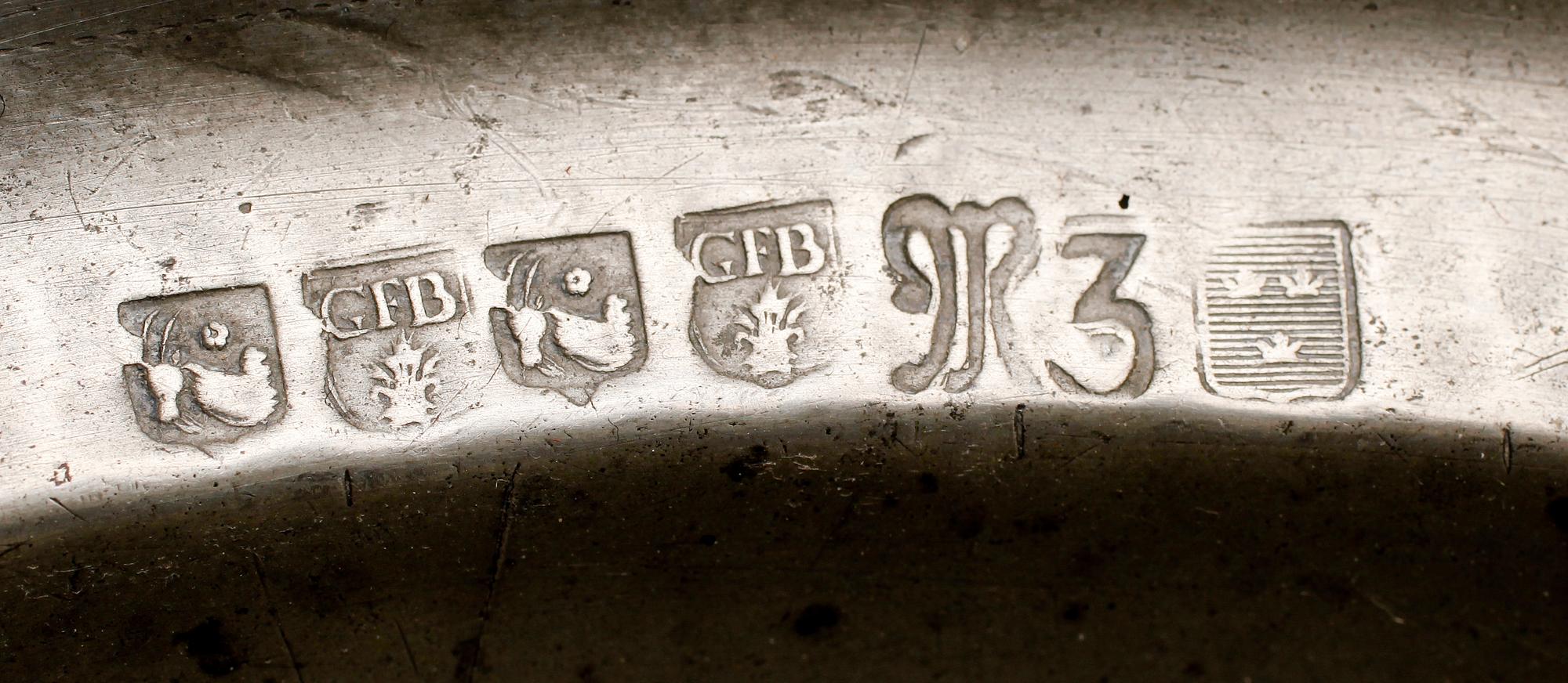 SKÅLFAT, tenn, av Gottlob Fridrich Baumann, Hudiksvall 1818.