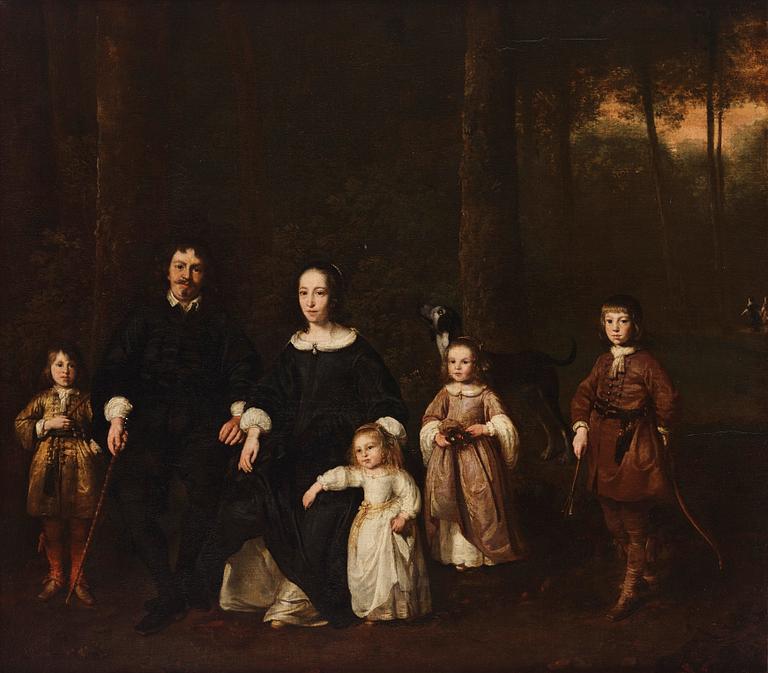 Thomas de Keyser Attributed to, Family picture in a park.