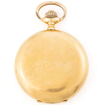 Pocket watch, 18K gold, hunter case, 50 mm.