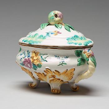 A rare Reval faiance tureen with cover and stand, 18th Century.