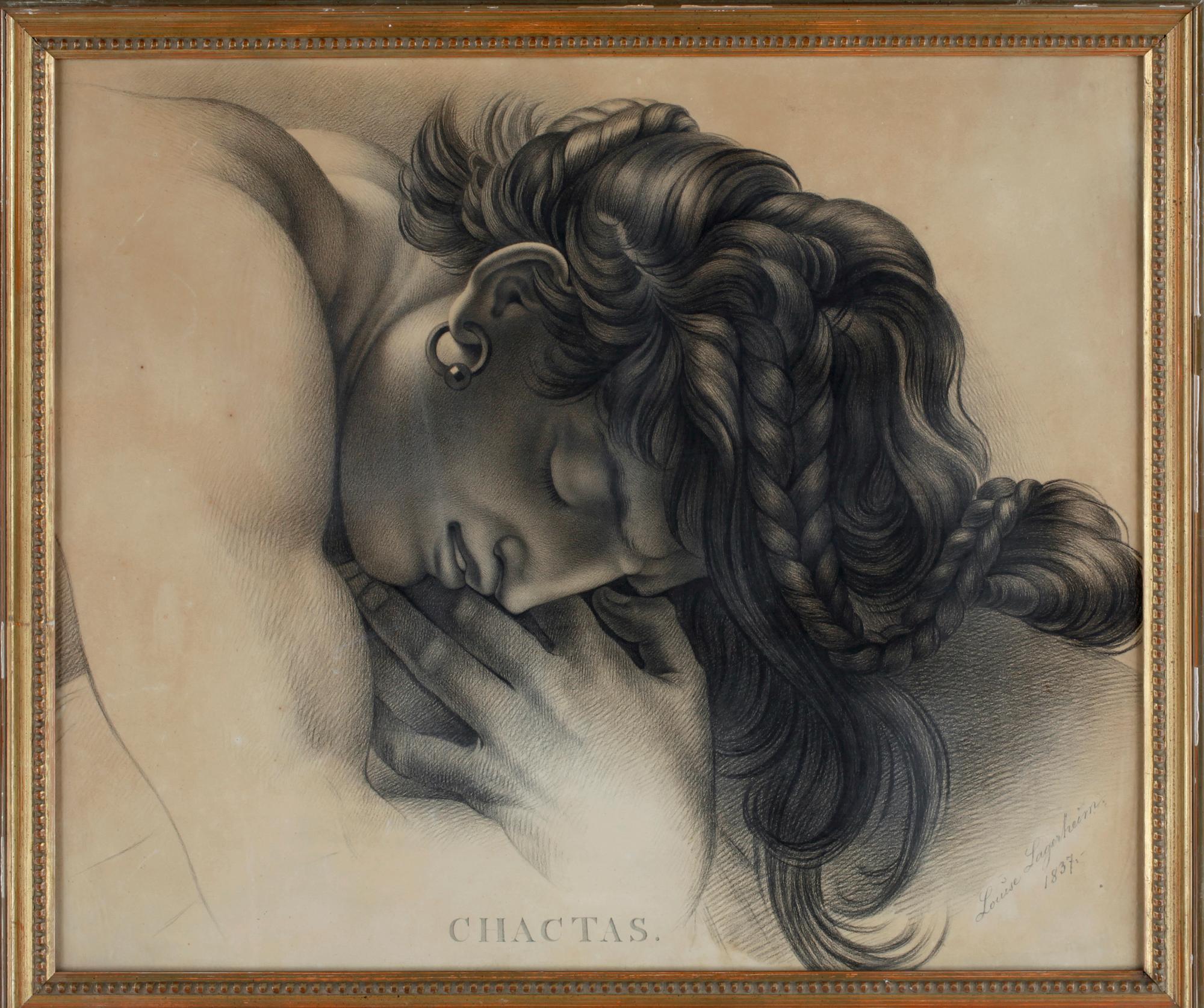 OKÄND KONSTNÄR, kolteckning, sign Louise Lagerheim, dat 1837.