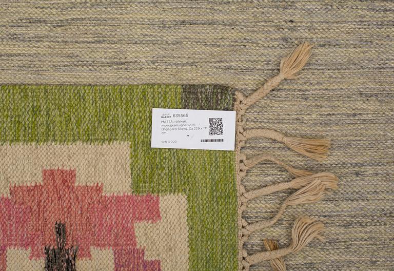 MATTA, rölakan, monogramsignerad IS (Ingegerd Silow). Ca 229 x 171 cm.