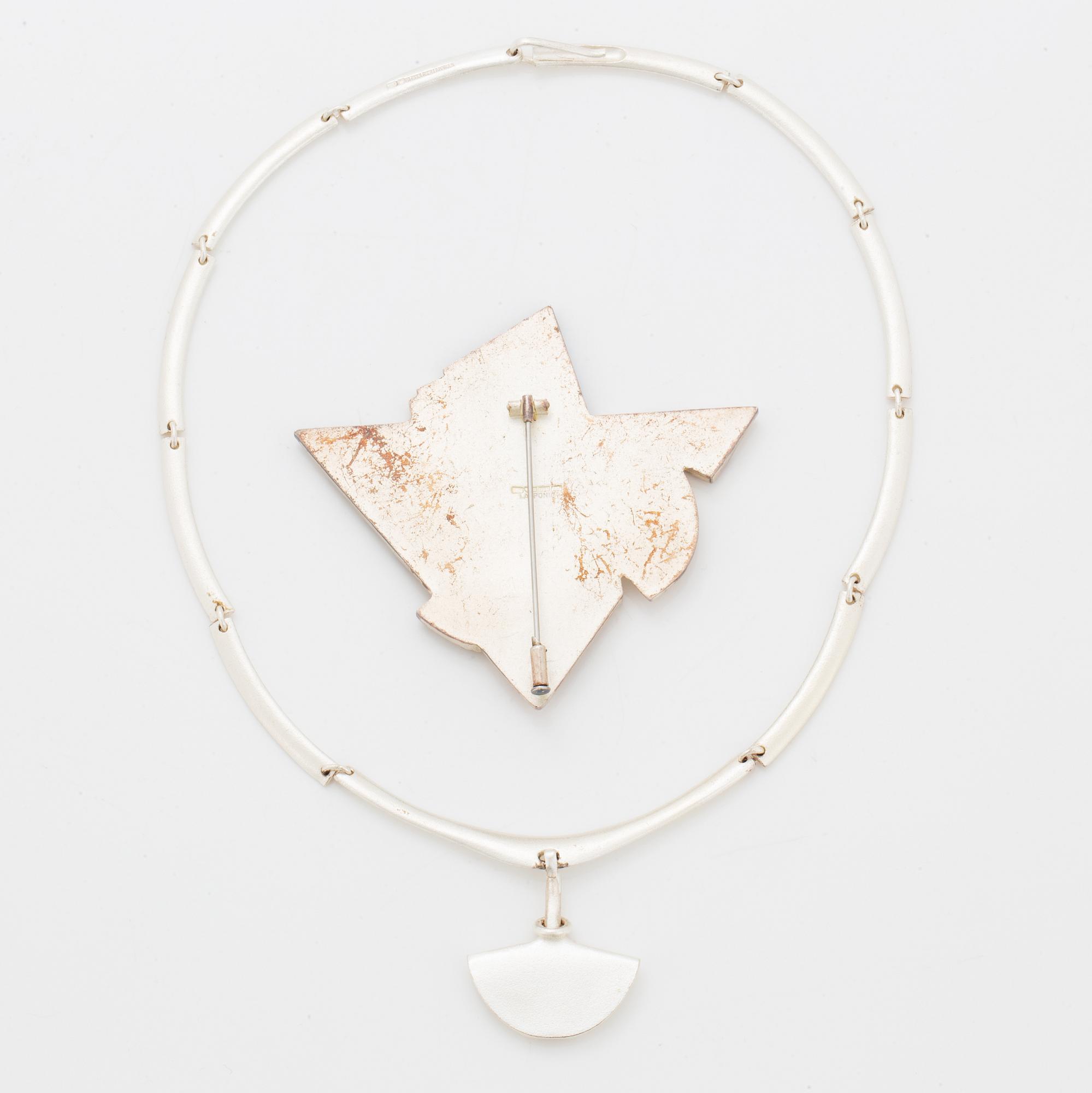 Zoltan Popovits, Lapponia necklace and brooch, silver 1988.