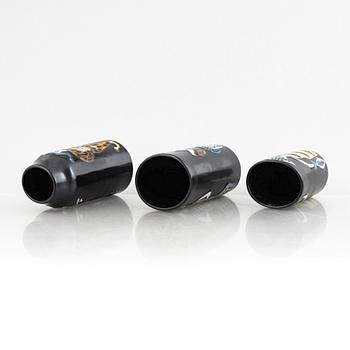 Lisa Larson, vaser, 4 st och fat, 2 st, stengods, ur serien "Varieté", Gustavsberg.