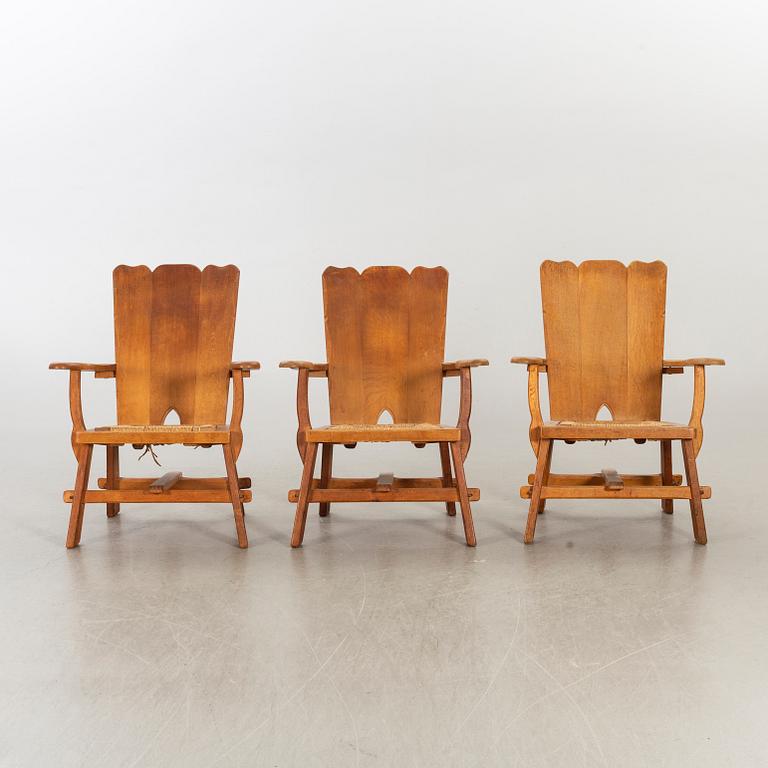 THREE EASY CHAIRS MID 20TH CENTURY.