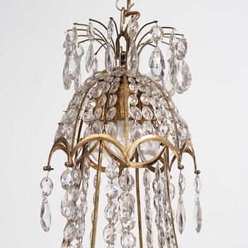 A late Gustavian five-light chandelier, late 18th century.