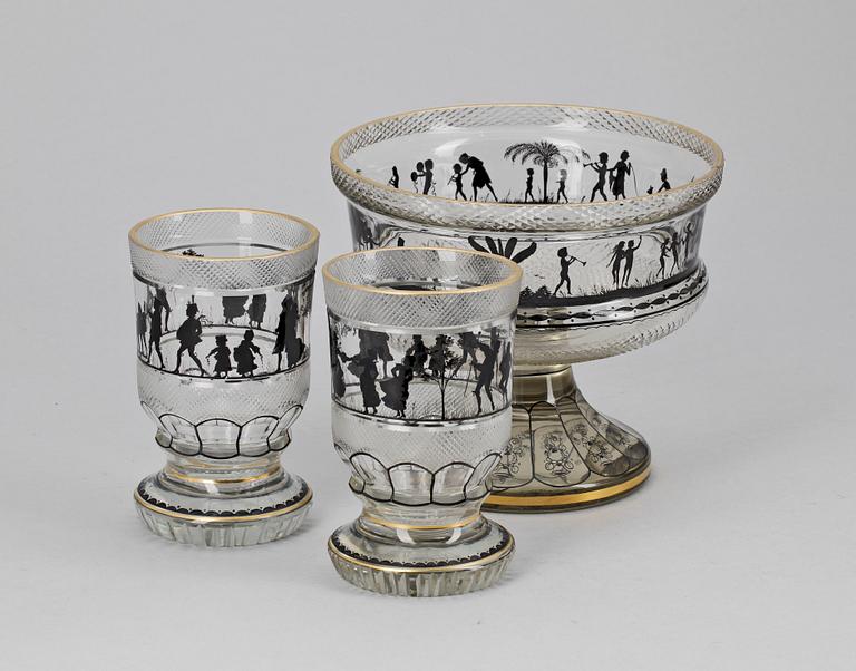 PARTI GLAS, 3 delar, Böhmen, 1800/1900-tal.