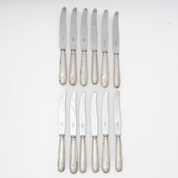 Gustaf Möllenborg, a set of twelve Swedish silver dinner knives, mark of Gustaf Möllenborg, Stockholm 1824-1826.