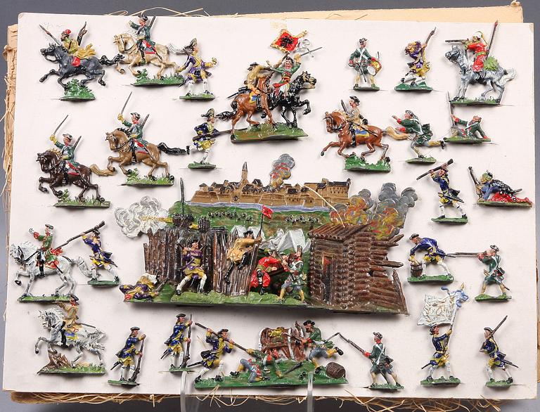 PARTI TENNSOLDATER, 3 kartonger. Gamla Santessonska tenngjuteriet.