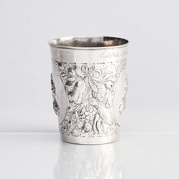 A German 17th century silver beaker, unidentified makers mark.