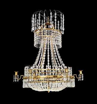 A late Gustavian circa 1800 seven-light chandelier.