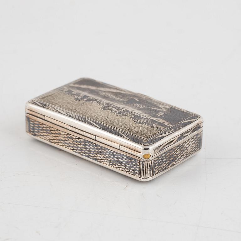 A Russian Silver and Niello Box, Moscow 1854.